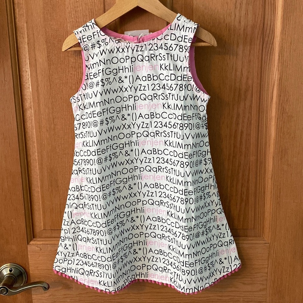 Jen Jen Boutique Toddler Girls Alphabet Pom Pom Dress Size 4 New with tag